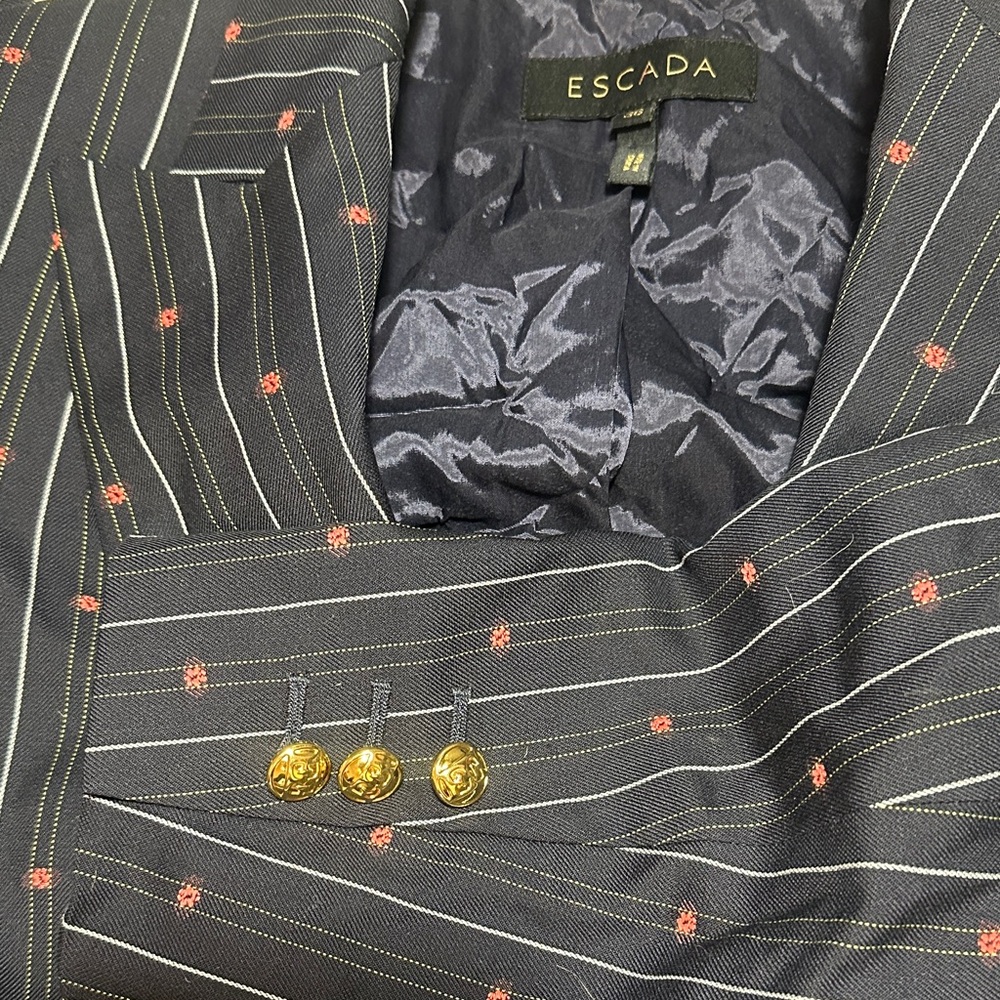 Escada Blazer with Navy Stripes and Red Dots - Picture 8 of 9